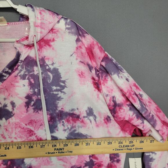 Boobie Brooks Hoodie Top Womens 1X Tie Dye Pink Purple Drawstring New - Picture 6 of 11